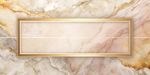 Elegant Gold Frame on a Pink and Beige Marble Background Perfect for Luxury Branding