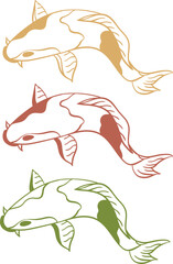 Obraz premium three set fish outline for logo, design asset or template 