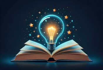 Book With Lighbulb Cartoon Vector Icon Illustration. Object Education Icon Concept Isolated Premium Vector. Flat Cartoon Style