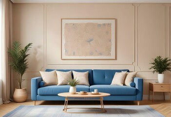 Photo modern style interior room 3d illustration with doodle abstract pattern