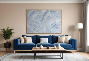 Photo modern style interior room 3d illustration with doodle abstract pattern