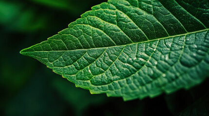 Dark green leaf closeup texture background wallpaper