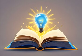 Book With Lighbulb Cartoon Vector Icon Illustration. Object Education Icon Concept Isolated Premium Vector. Flat Cartoon Style