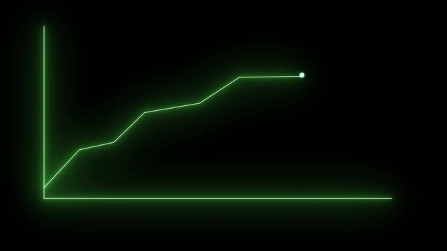 Rising neon colored line graph showing upwards trend in stock market.
4K resolution graphic animation.