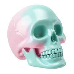 Fototapeta premium Pastel neon blue and pink skull