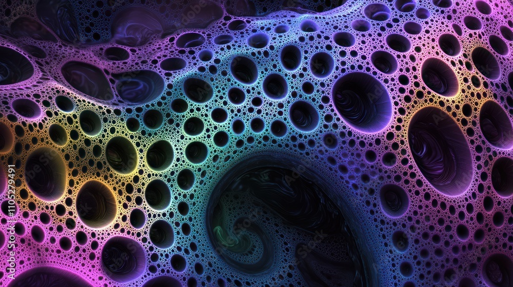 Poster abstract cellular structure with varied colors and depths