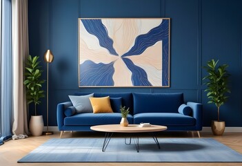 Photo modern style interior room 3d illustration with doodle abstract pattern