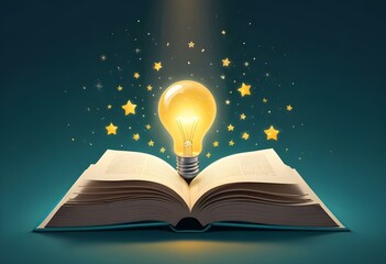 Book With Lighbulb Cartoon Vector Icon Illustration. Object Education Icon Concept Isolated Premium Vector. Flat Cartoon Style