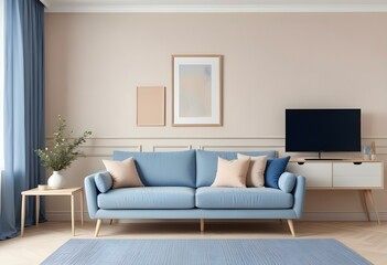 Photo modern style interior room 3d illustration with doodle abstract pattern