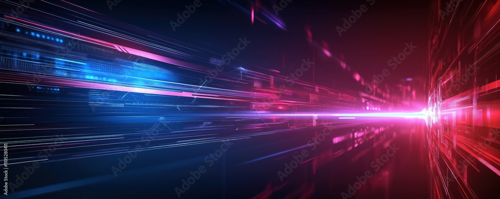 Aufkleber dynamic tech background shows futuristic tech lines, light effects. cyberpunk style scene with glowi