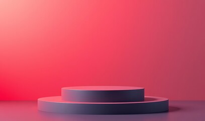 Elegant Two-Tiered Podium in a Warm Pink 3D Render. AI Generated