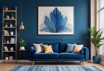 Photo modern style interior room 3d illustration with doodle abstract pattern