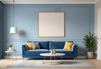 Photo modern style interior room 3d illustration with doodle abstract pattern