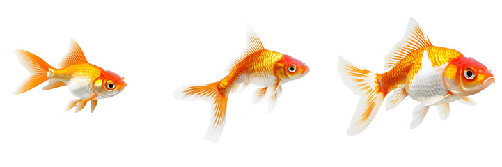 Set of a goldfish, isolated on a transparent background.
