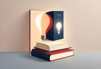 Book With Lighbulb Cartoon Vector Icon Illustration. Object Education Icon Concept Isolated Premium Vector. Flat Cartoon Style
