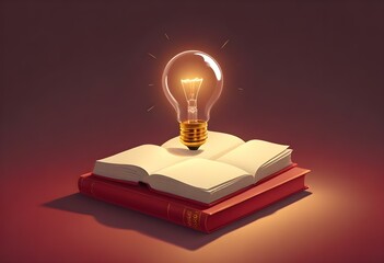 Book With Lighbulb Cartoon Vector Icon Illustration. Object Education Icon Concept Isolated Premium Vector. Flat Cartoon Style