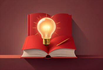 Book With Lighbulb Cartoon Vector Icon Illustration. Object Education Icon Concept Isolated Premium Vector. Flat Cartoon Style