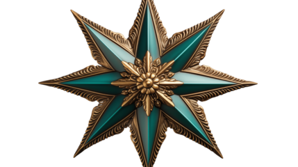 A vintage star decoration, bringing classic charm and a nostalgic feel to your home decor. Perfect for adding a touch of retro elegance, isolated on transparent background.