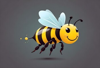 Cute Bee Flying Cartoon Vector Icon Illustration. Animal Nature Icon Concept Isolated Premium Vector
