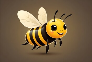 Cute Bee Flying Cartoon Vector Icon Illustration. Animal Nature Icon Concept Isolated Premium Vector