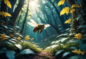 Cute Bee Flying Cartoon Vector Icon Illustration. Animal Nature Icon Concept Isolated Premium Vector