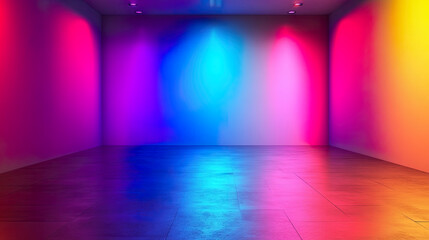 Empty room Abstract neon light fluorescent Neon Lights glow studio background for product presentation
