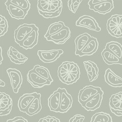 Hand drawn half of bergamot seamless pattern