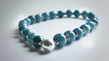 Blue jade dream pearl chain with a coronary form and a shiny silver band