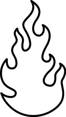 Y2k tattoo of fire flame. Isolated vector black and white outline fire icon representing energy, passion, warmth. Monochrome blaze symbol of infernal gothic aesthetics, hell, light or rebellion spirit