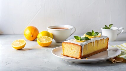 Delightful Lemon Loaf Cake with Zesty Glaze and Fresh Mint