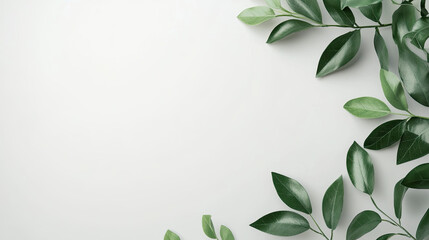 Naklejka premium White copy space paper with eco green leaves&nbsp;background