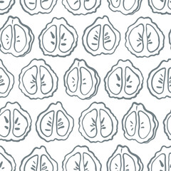 Hand drawn different halves of bergamot on white background seamless pattern