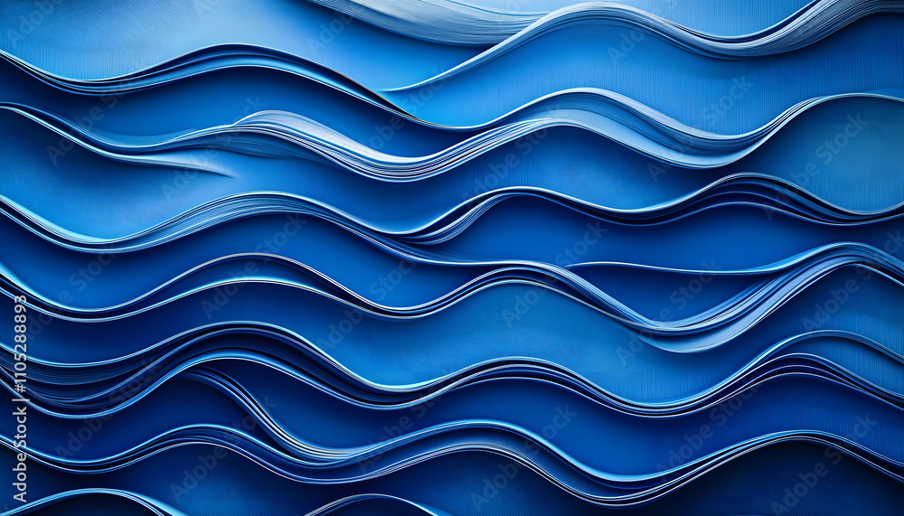 Poster blue pattern background with waves in the form of a wave