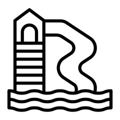Water Slide Vector Line Icon Design