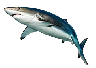 Shortfin mako shark (Isurus oxyrinchus) isolated on transparent or white background