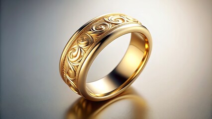 Ornate Gold Band Ring with Intricate Floral Design