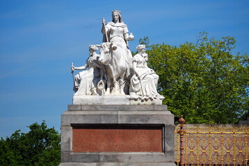 Sculpture near Prince Albert Memorial, Gothic Memorial to Prince Albert in Kensigton gardens,...