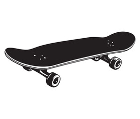 Silhouette skateboard isolated on white background, Skateboard icon silhouette vector