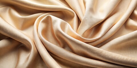 Fototapeta premium Luxurious Draped Beige Fabric Showing Smooth Texture and Elegant Swirls