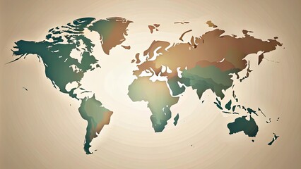 Artistic World Map Depiction with Subtle Color Variations and a Whimsical Background