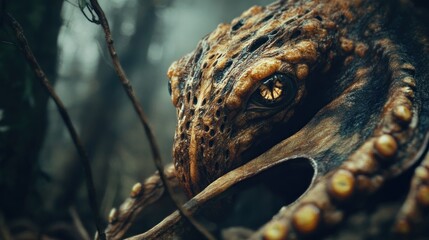 A Deep Forest Octopus Eye Close Up