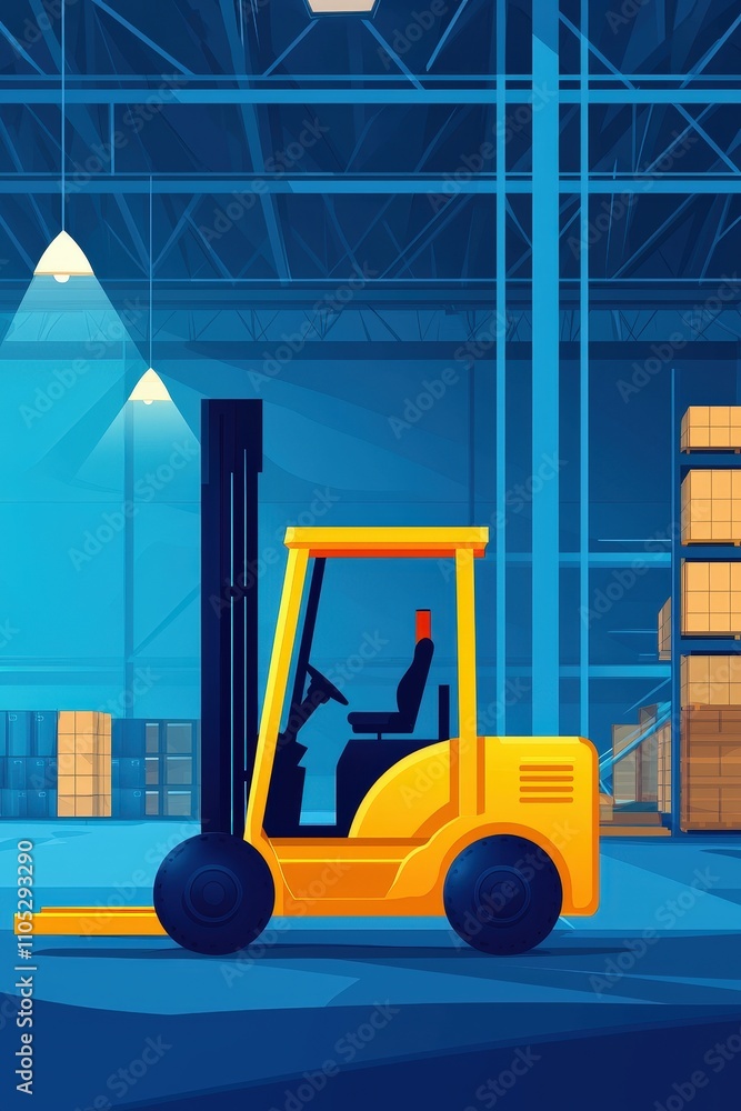 Poster Warehouse scene with efficient layout and stock tracking