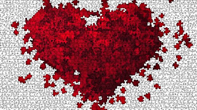 Abstract Red Jigsaw Puzzle Heart Illustration Background