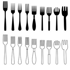 Fork icon vector set. Cutlery illustration sign collection. Restaurant symbol. Food logo.