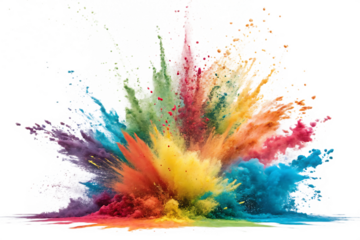 set of colorful paint explosion isolated on white background as transparent. PNG. AI GENERATED.