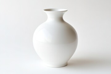 Minimalist white vase on plain background, simple elegance