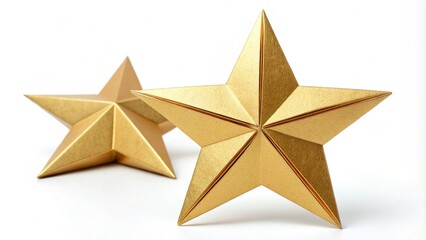 Obraz premium Gold Origami Paper Star Representing Achievement and Excellence on a White Background