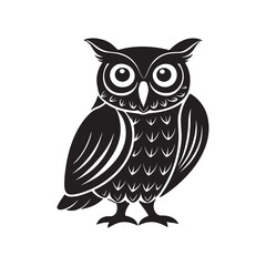 Owl silhouette vector, black and white silhouette, vector and illustration isolated on white background, black and white