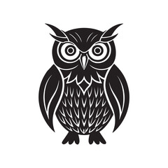 Owl silhouette vector, black and white silhouette, vector and illustration isolated on white background, black and white