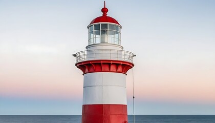 Perfect blend of ancient lighthouse's red and white color scheme with oceanic beauty